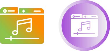 Beyaz arkaplan üzerinde nota simgeleri olan bilgisayar web sayfaları, vektör illüzyonu  