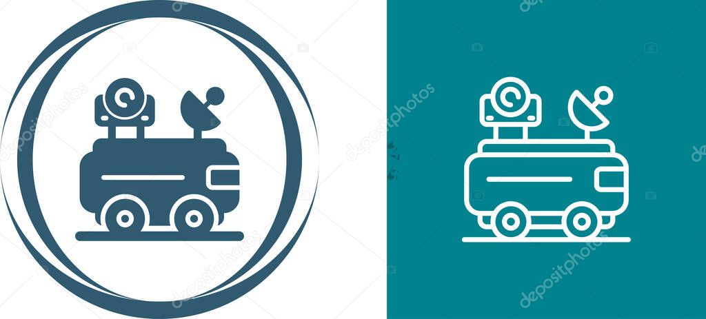 Van an antenna outline vector icon. Thin line black van an antenna icon, flat vector simple element illustration from editable mechanicians concept isolated stroke on white background