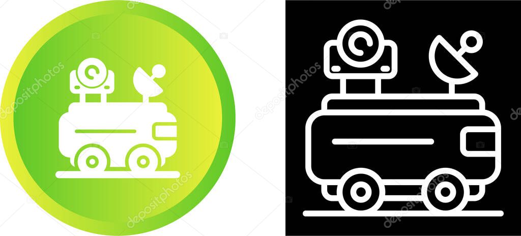 Van an antenna outline vector icon. Thin line black van an antenna icon, flat vector simple element illustration from editable mechanicians concept isolated stroke on white background