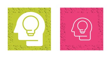 Ampul simgelerine sahip baş, vektör illüstrasyonu