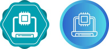 beyaz arkaplanda dizüstü bilgisayarlar ve işlemciler simgeleri, vektör illüstrasyonu