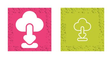 Okları olan bulut indirme simgeleri kümesi, vektör illüstrasyonu  