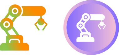 Robotik el manipülatörü sembolleri seti. Otomasyon, robot konsepti. Vektör illüstrasyonu 