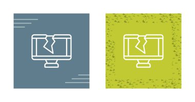 Beyaz arkaplanda bozuk bilgisayar monitörleri seti, vektör illüstrasyonu   