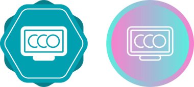 Bilgisayar monitör simgesini. Düz Pc sembolü. Vektör çizim