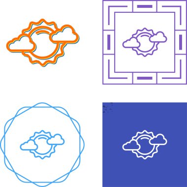 Bulutlu hava simgeleri ayarlandı, vektör illüstrasyonu