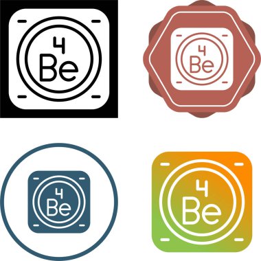 Beryllium 4, lightweight alkaline earth metal. simple icons for web page clipart