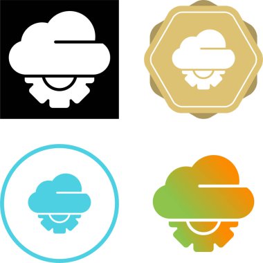 Beyaz arkaplanda bulut ayarları simgeleri, vektör illüstrasyonu    