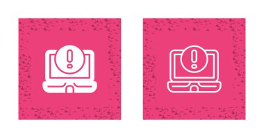 Uyarı simgeleri gösteren basit bir dizüstü bilgisayar. Vektör illüstrasyonu