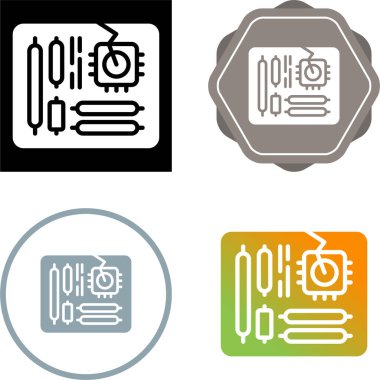 Beyaz arkaplanda bilgisayar ana kart simgeleri kümesi, vektör illüstrasyonu   