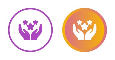 Şampiyon ödül ikonları hazır. Yıldızları tutan eller, vektör illüstrasyonu