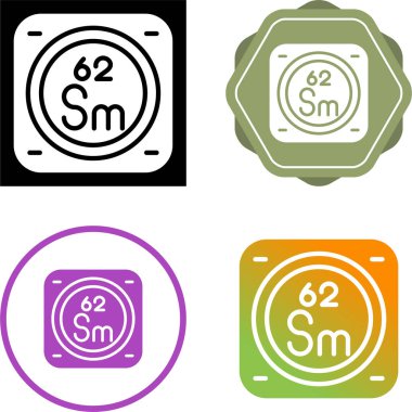 Samaryum kimyasal element simgeleri vektör illüstrasyonu