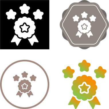 Beyaz arkaplanda izole edilmiş yıldız simgelerine sahip ödül madalyası. 