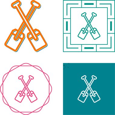 Beyaz arkaplanda izole edilmiş kürek simgeleri kümesi, vektör illüstrasyonu 