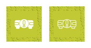 Beyaz arkaplan, vektör illüstrasyonunda projektörler ve uyarı simgeleri kümesi   