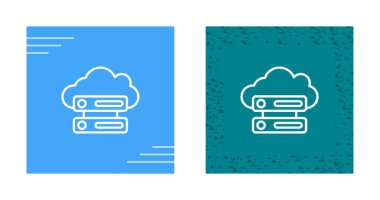 Bulut ve veri depolama simgelerine sahip sunucu. vektör illüstrasyonu           