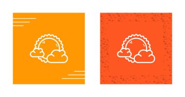 güneş ve bulutlar web simgesi vektör illüstrasyonu