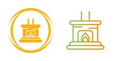 Beyaz arkaplanda şömine simgeleri kümesi, vektör illüstrasyonu  