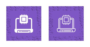 beyaz arkaplanda dizüstü bilgisayarlar ve işlemciler simgeleri, vektör illüstrasyonu