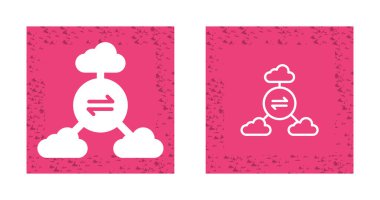 Çoklu Bulut ağ ikonu vektör illüstrasyonu