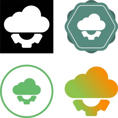 bulutlar ve vites simgeleri, vektör illüstrasyonu 