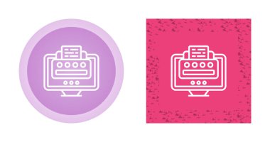 Beyaz arkaplanda bilgisayar ekranı simgesi olan yazıcılardaki belgeler izole edildi. vektör