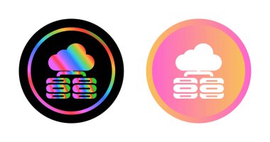 Bulut, bilgi işlem, sunucu simgesi vektör görüntüsü. İletişim, bağlantı, teknoloji için de kullanılabilir. Web uygulamaları, mobil uygulamalar ve basılı medya için uygundur.