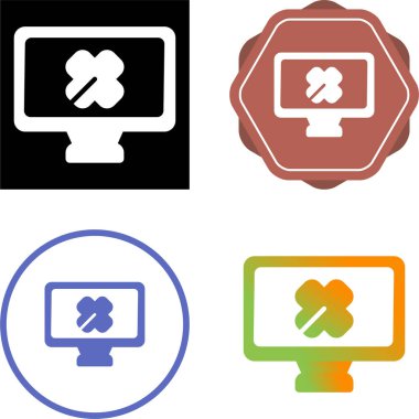 Basit bir kırık bilgisayar görüntüsünün alçı simgeli düz tasarım çizimi 