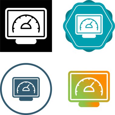 Beyaz arkaplanda hız göstergeleri olan bilgisayar ekranları, vektör yanılsaması 