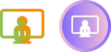 Beyaz arkaplanda izole edilmiş insan simgelerinin olduğu bilgisayar ekranları, vektör illüstrasyonu     