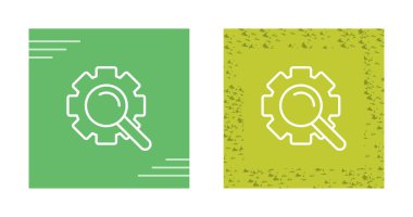 beyaz arkaplanda izole edilmiş dişli simgeli büyüteç