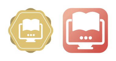 Bilgisayar ekranları simgeleri, vektör illüstrasyonu üzerine kitaplar