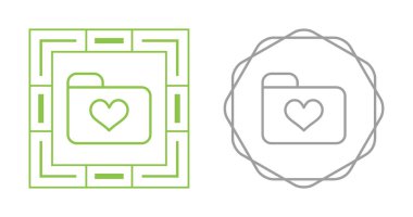 Kalp ağı simgelerine sahip minimalist klasör, beyaz arkaplanda izole edilmiş. Basit vektör illüstrasyonu