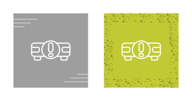 Beyaz arkaplan, vektör illüstrasyonunda projektörler ve uyarı simgeleri kümesi   