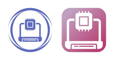 beyaz arkaplanda dizüstü bilgisayarlar ve işlemciler simgeleri, vektör illüstrasyonu