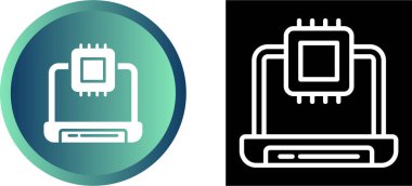 beyaz arkaplanda dizüstü bilgisayarlar ve işlemciler simgeleri, vektör illüstrasyonu