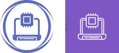 beyaz arkaplanda dizüstü bilgisayarlar ve işlemciler simgeleri, vektör illüstrasyonu