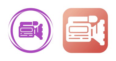 Beyaz arkaplanda bir dizi sinema kamerası simgesi, vektör illüstrasyonu 