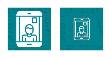 Video arama simgeleri ayarlandı, Avatar sembollü akıllı telefon. vektör illüstrasyonu