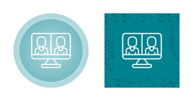 online toplantı simgesi vektör illüstrasyonunu ayarla