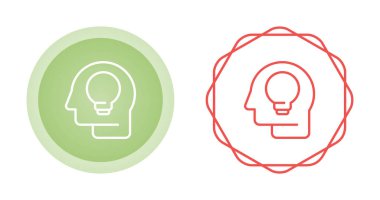 Ampul simgelerine sahip baş, vektör illüstrasyonu