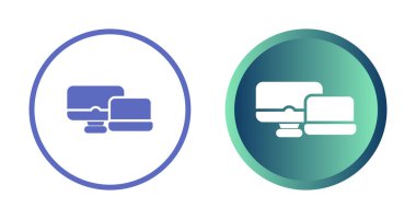 Bilgisayar monitörü ve dizüstü bilgisayar web simgesi vektör çizimi