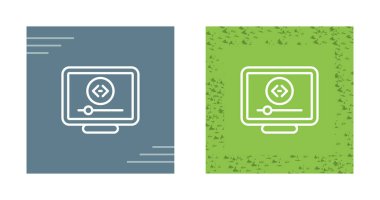 Beyaz arkaplanda video oynatma simgeleri olan bilgisayar monitörleri seti, vektör yanılsaması    