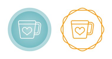 Kalp ağı simgesi vektör illüstrasyonlu fincan