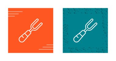 Uygulama arayüzü için bir bahçe çatalının katı ve çizilmiş simgeleri.