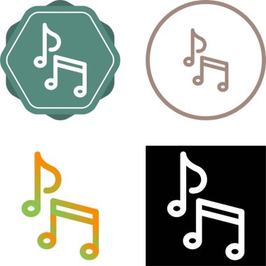 Minimalist vektör illüstrasyonunda soyut bir dizaynda melodiyi, ahengi ve ritmi sembolize eden iki müzik notası silueti yer alır. Müzik içeriği, logolar, albümler ve ses üretimi için ideal.