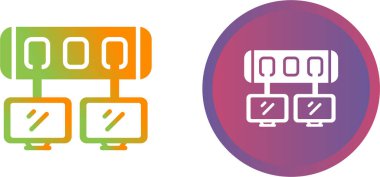 beyaz arkaplandaki bilgisayar monitörleri ve sunucular, vektör illüstrasyonu 