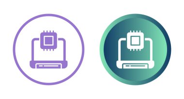 beyaz arkaplanda dizüstü bilgisayarlar ve işlemciler simgeleri, vektör illüstrasyonu