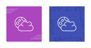 Dolunay ve bulut simgeleri ayarlandı, vektör illüstrasyonu