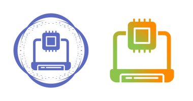 beyaz arkaplanda dizüstü bilgisayarlar ve işlemciler simgeleri, vektör illüstrasyonu